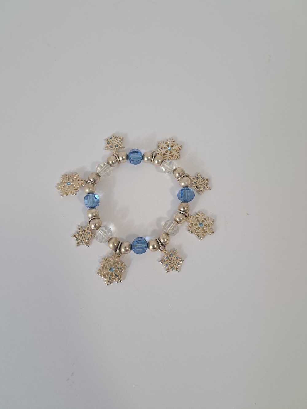 Silver & Blue Snowflake Charm Stretch Bracelet with Inspirational Gift Card Box